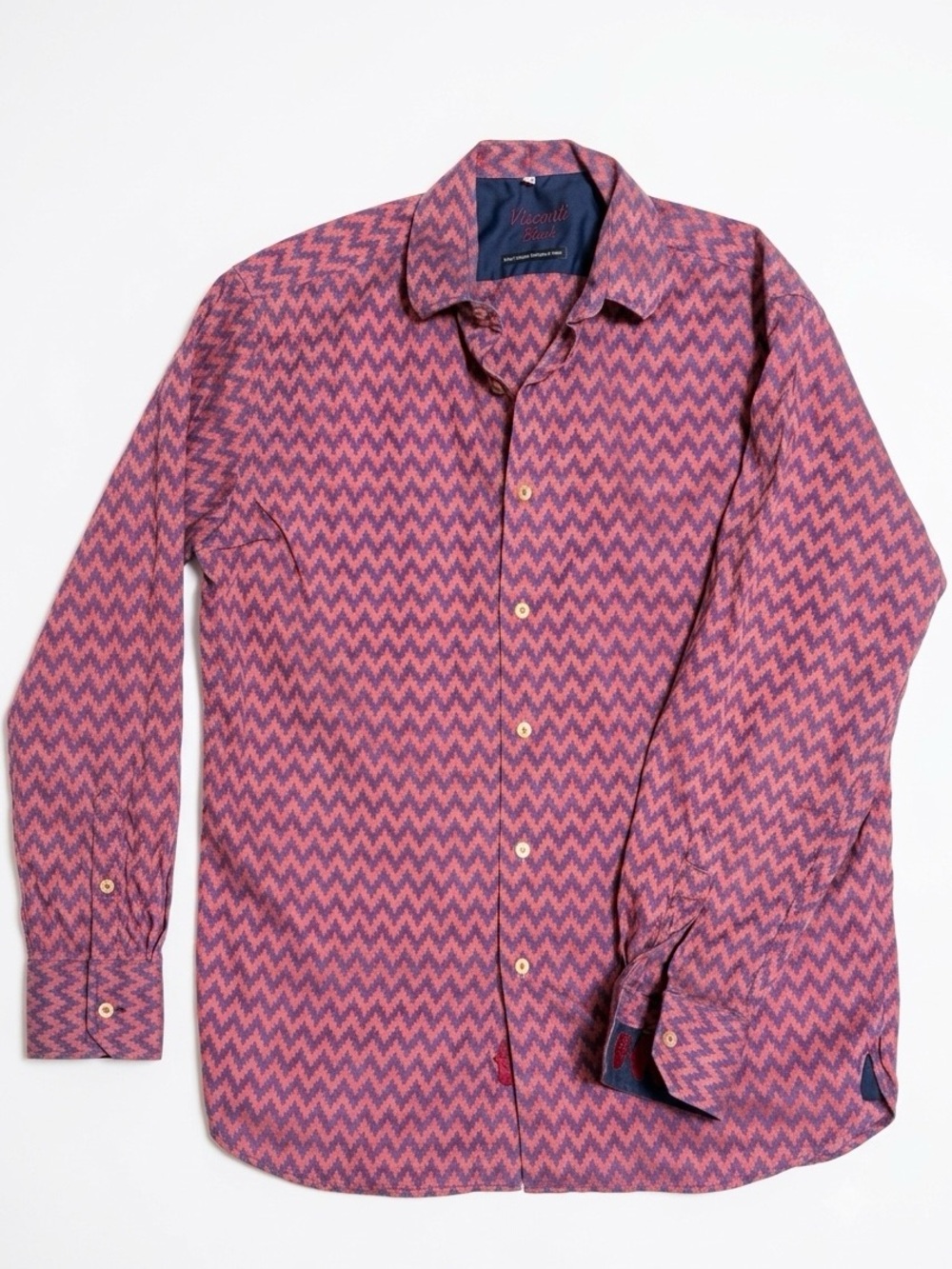 Visconti Black Men's Long Sleeve Chevron Print Shirt